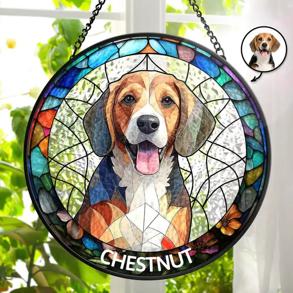 Personalized Stained Glass Window Hanging Suncatcher Custom Photo Portrait Dog Cat Family - Nordsprite